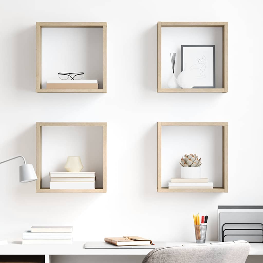 Wall Cube Shelves 4 pcs Sonoma Oak 30x15x30 cm