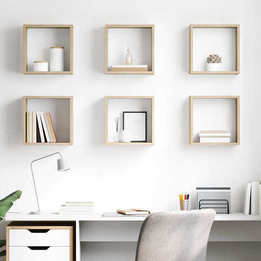 Wall Cube Shelves 6 pcs Sonoma Oak 30x15x30 cm
