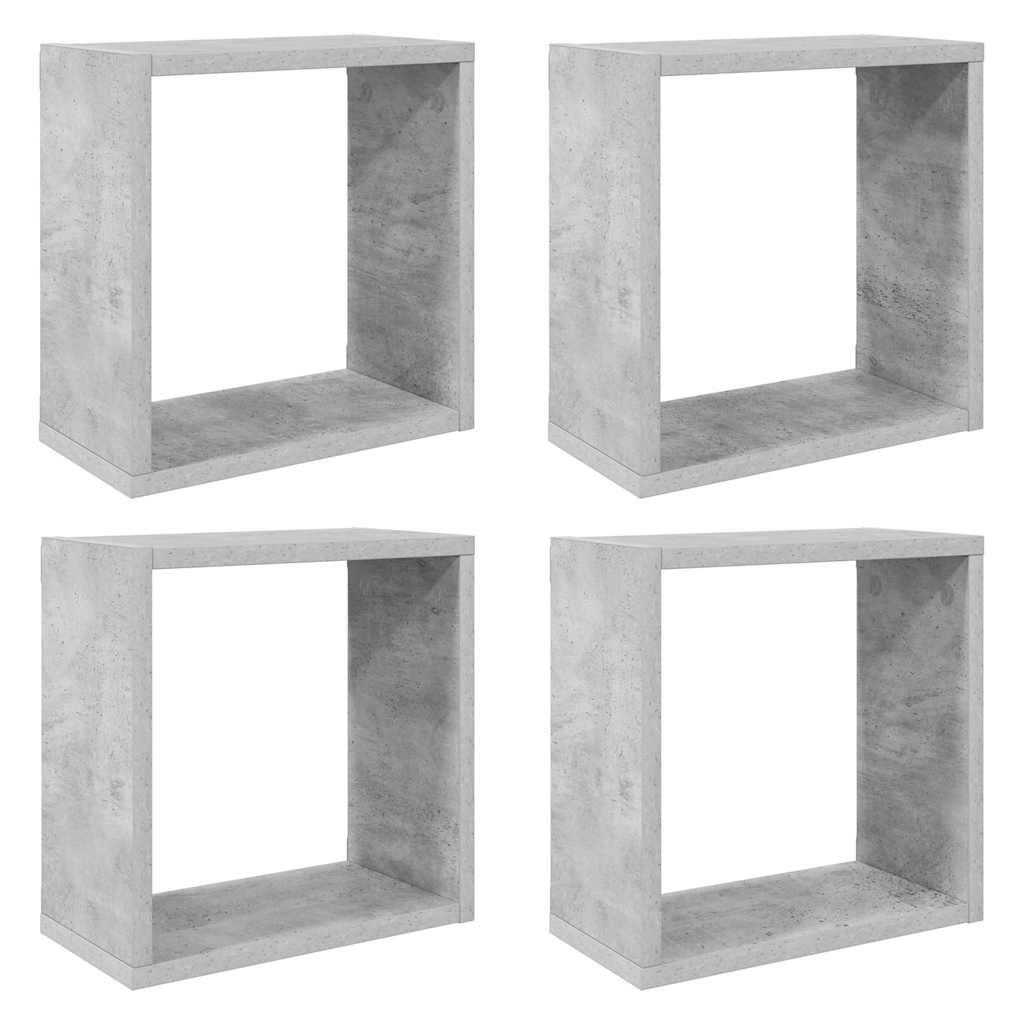 Wall Cube Shelves 4 pcs Concrete Grey 30x15x30 cm