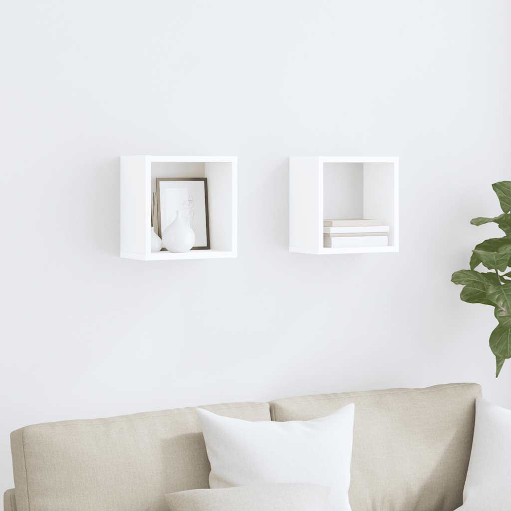 Wall Cube Shelves 2 pcs White 26x15x26 cm