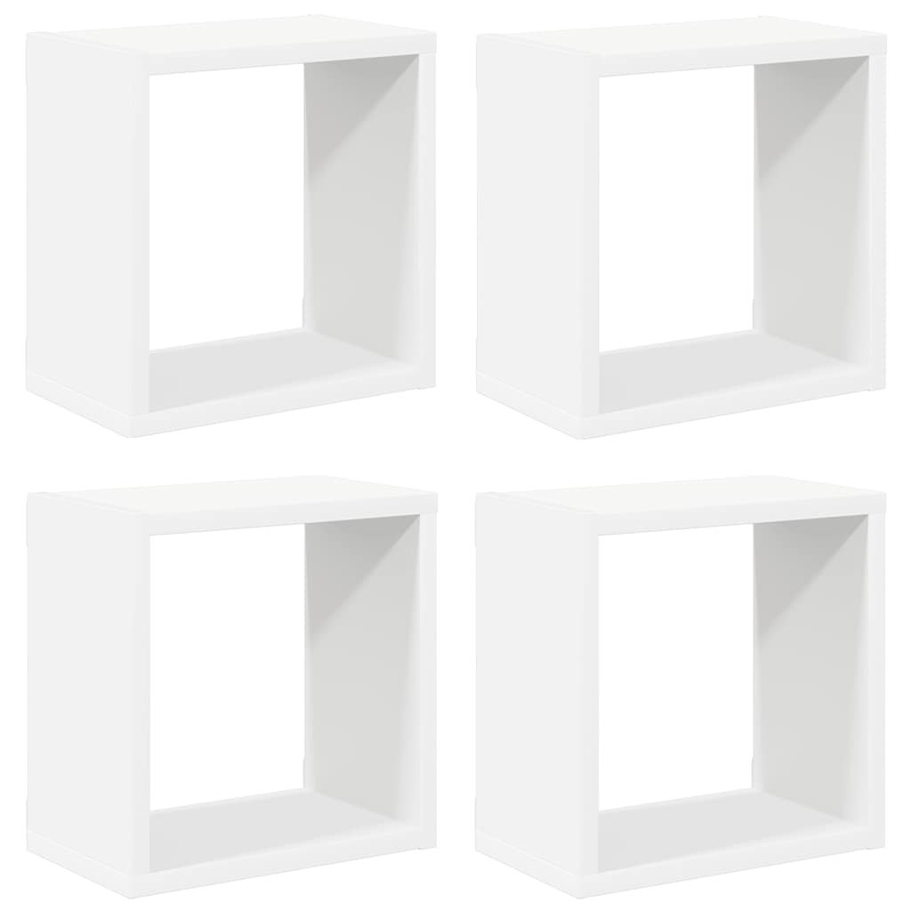 Wall Cube Shelves 4 pcs White 26x15x26 cm