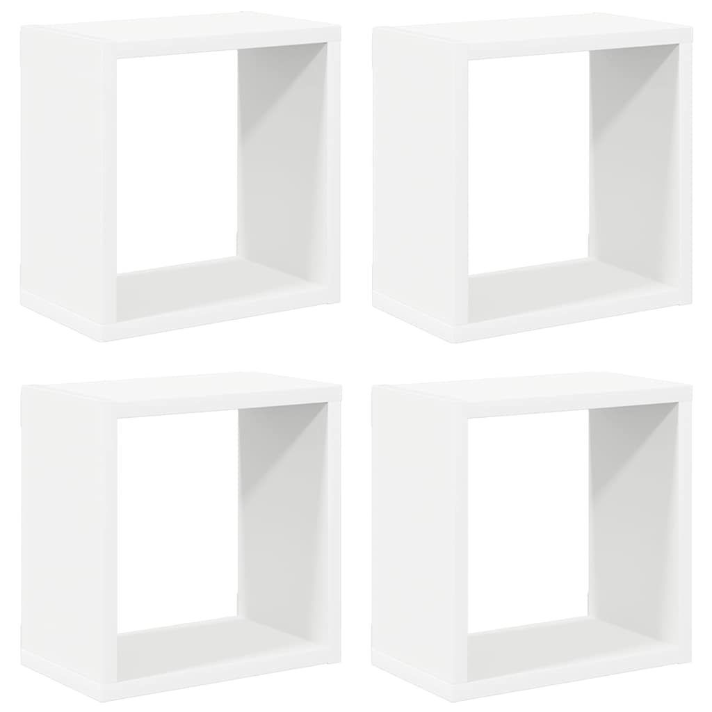 807026 vidaXL Wall Cube Shelves 4 pcs White 26x15x26 cm