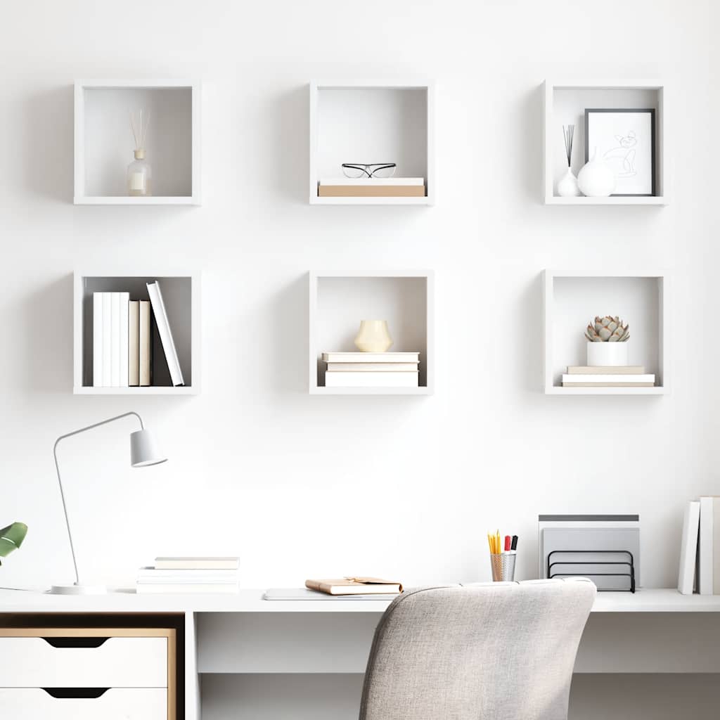 Wall Cube Shelves 6 pcs White 26x15x26 cm