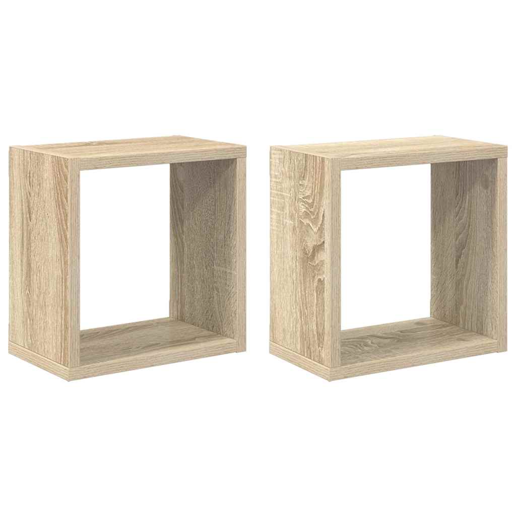 807034 vidaXL Wall Cube Shelves 2 pcs Sonoma Oak 26x15x26 cm