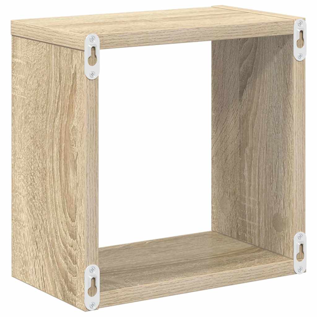 807034 vidaXL Wall Cube Shelves 2 pcs Sonoma Oak 26x15x26 cm