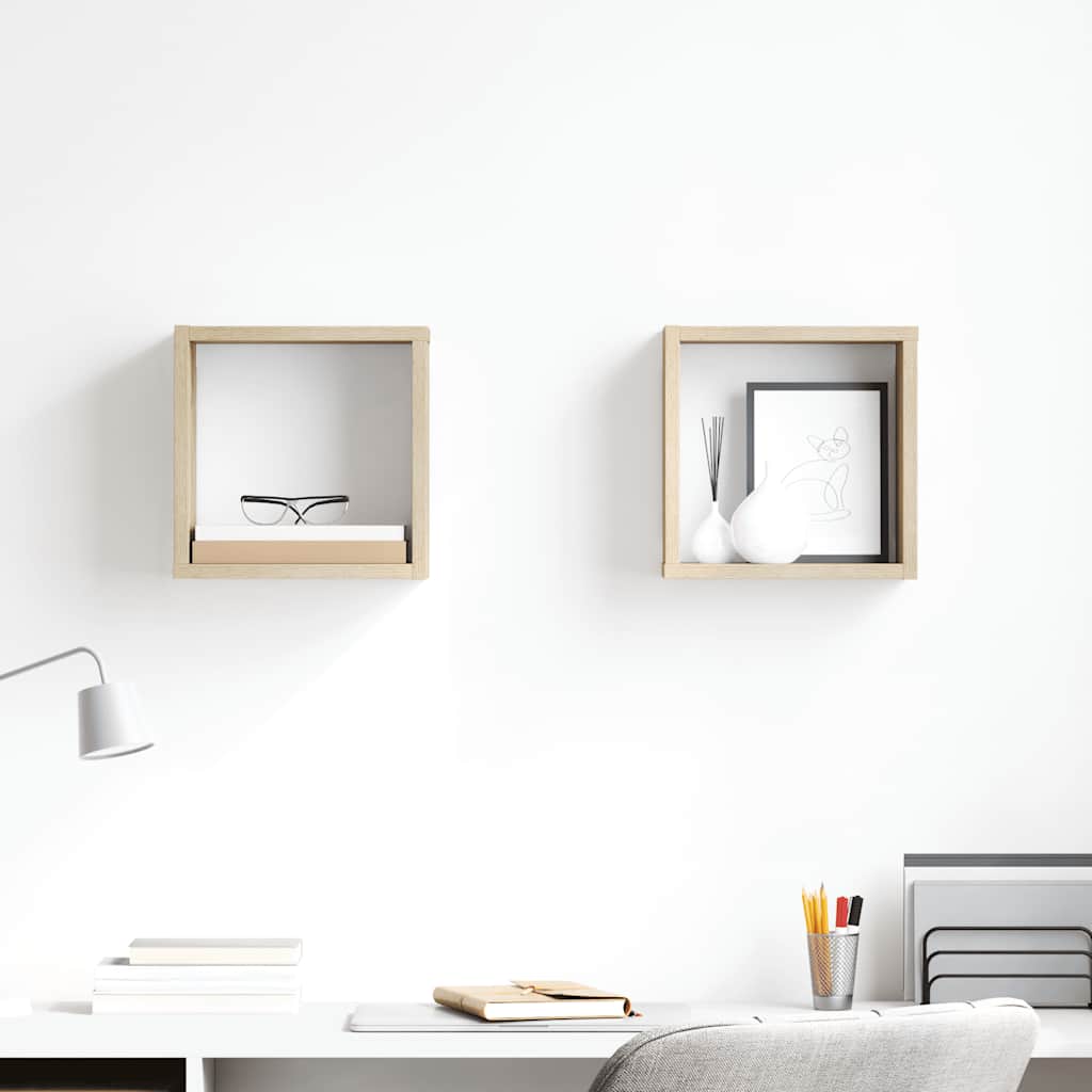 Wall Cube Shelves 2 pcs Sonoma Oak 26x15x26 cm