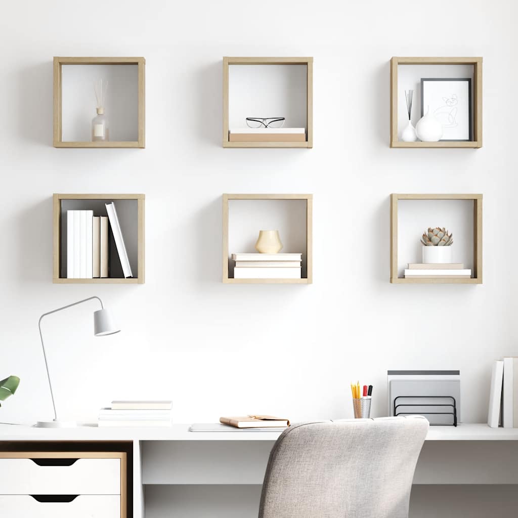 Wall Cube Shelves 6 pcs Sonoma Oak 26x15x26 cm