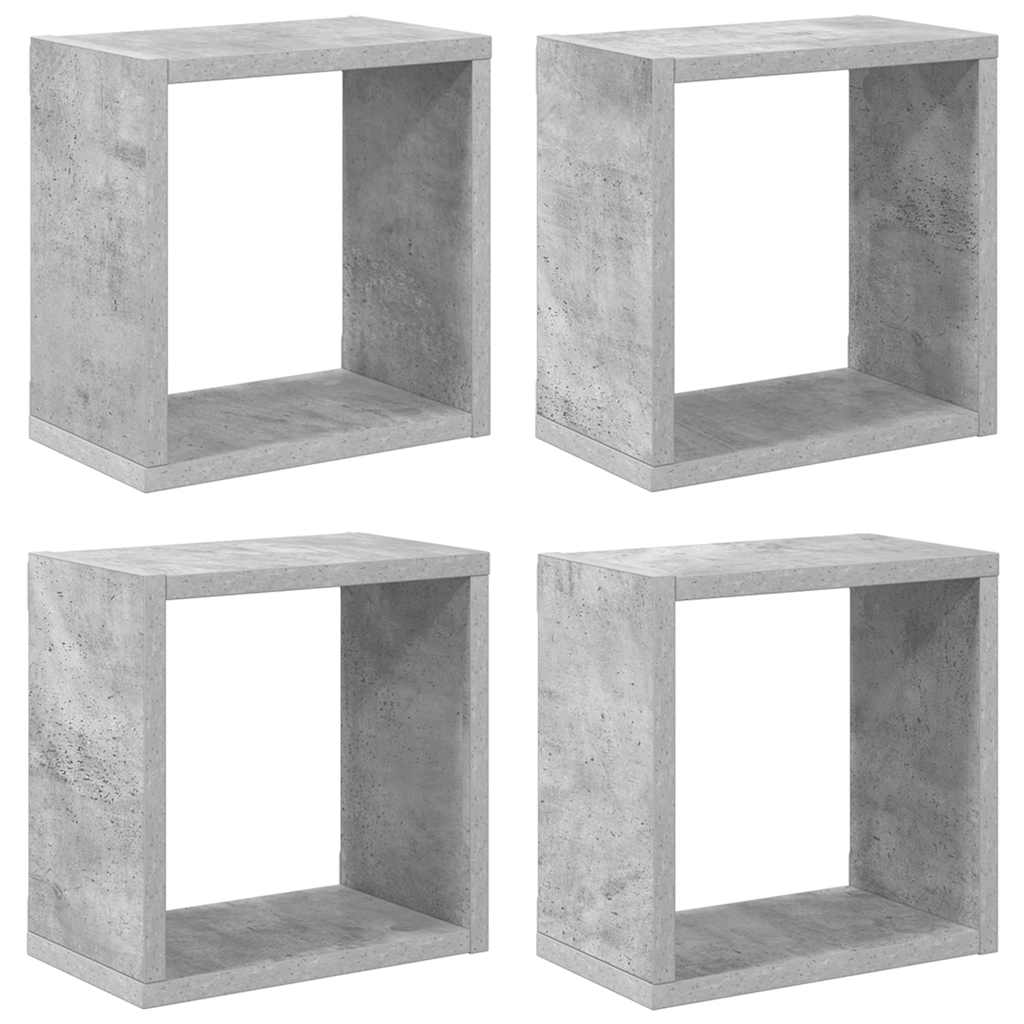 Wall Cube Shelves 4 pcs Concrete Grey 26x15x26 cm