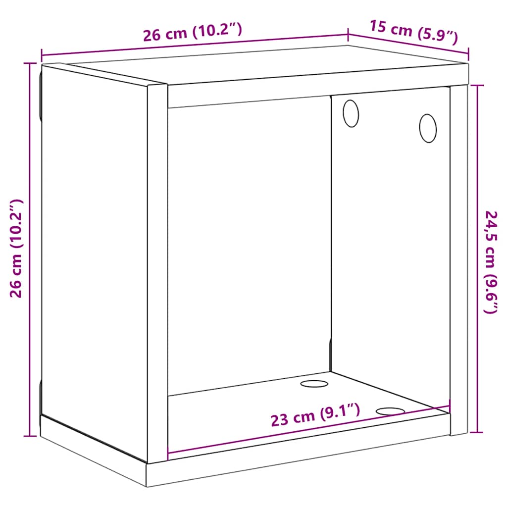 Wall Cube Shelves 4 pcs Concrete Grey 26x15x26 cm