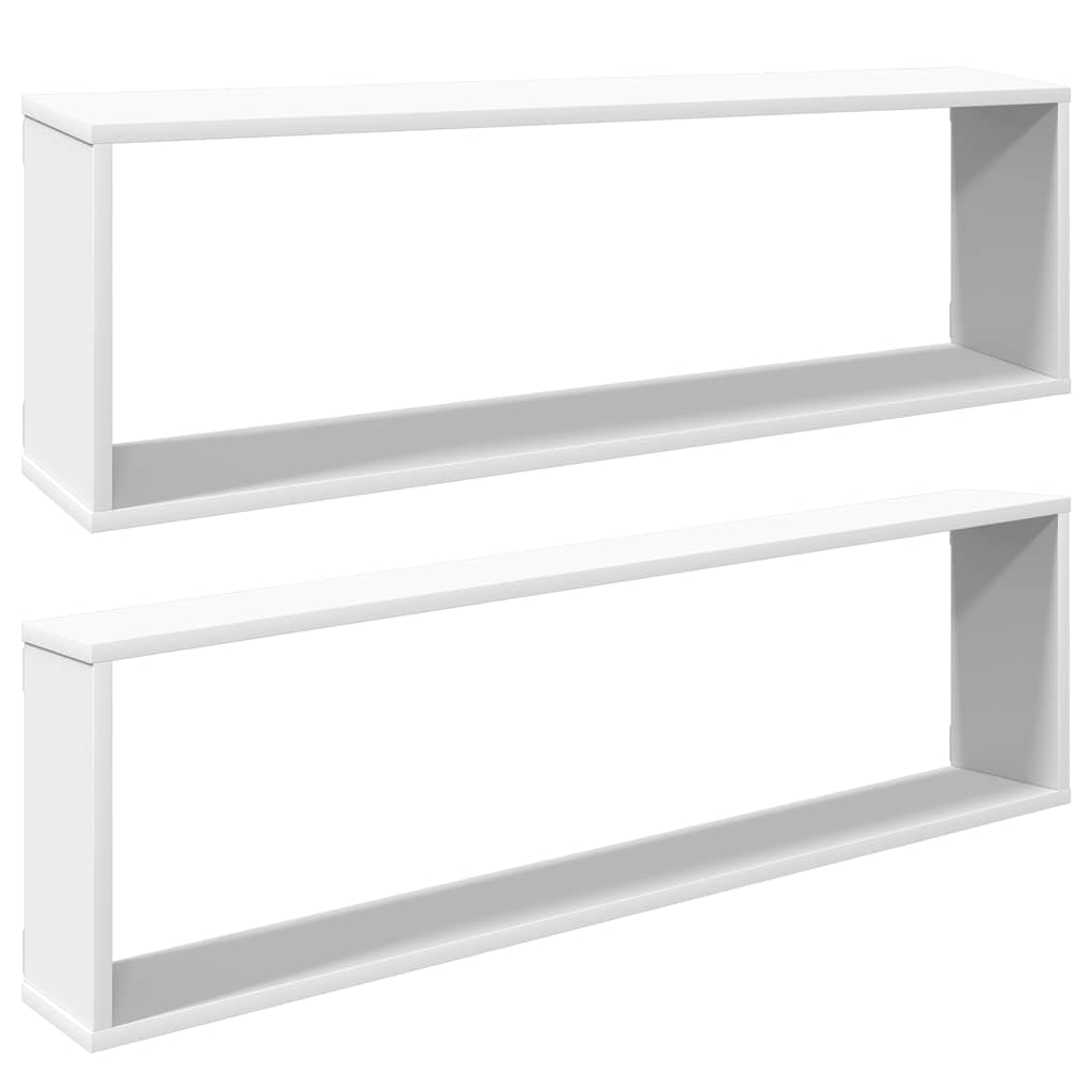Wall Cube Shelf 2 pcs White 100x15x30 cm Engineered Wood