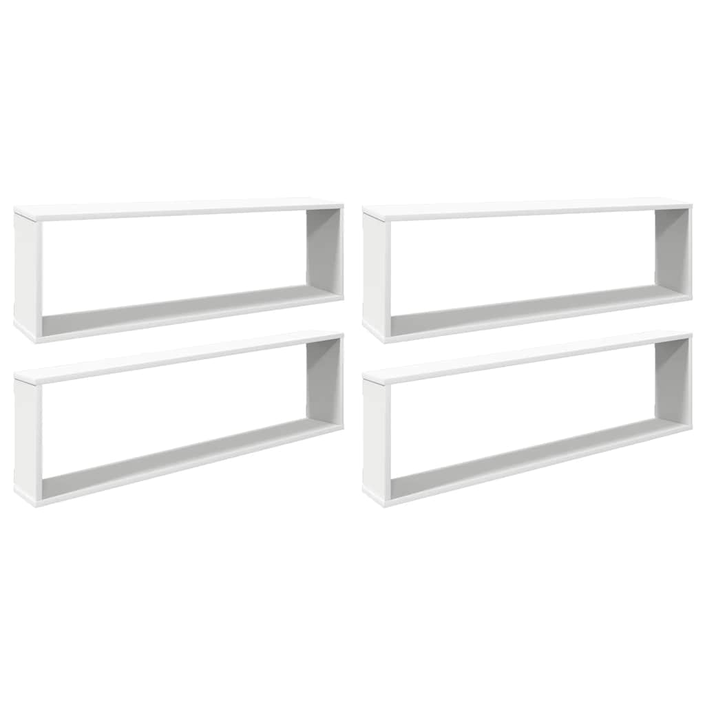 Wall Cube Shelf 4 pcs White 100x15x30 cm Engineered Wood