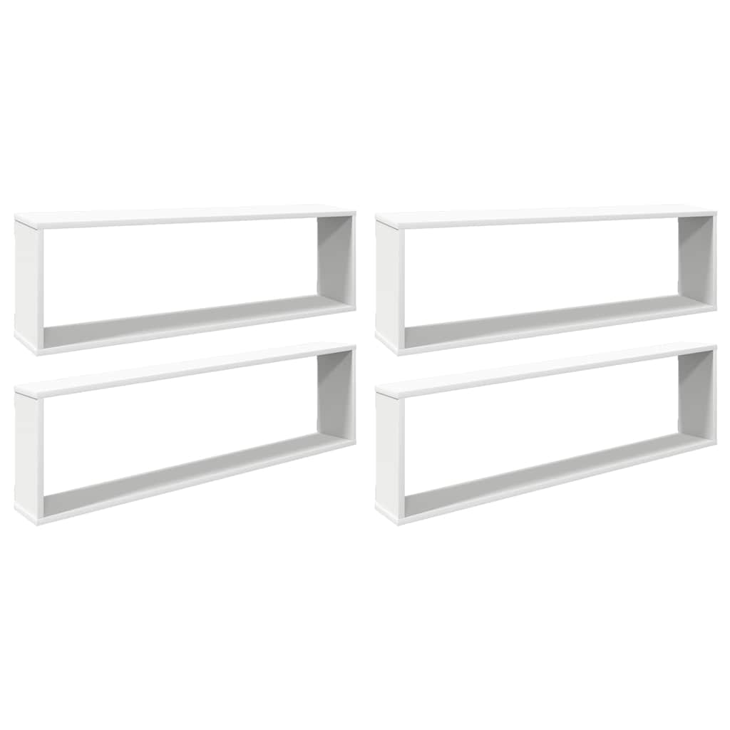 Wall Cube Shelf 4 pcs White 100x15x30 cm Engineered Wood