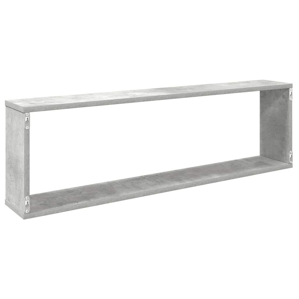 Wall Cube Shelf 2 pcs Concrete Grey 100x15x30 cm Engineered Wood