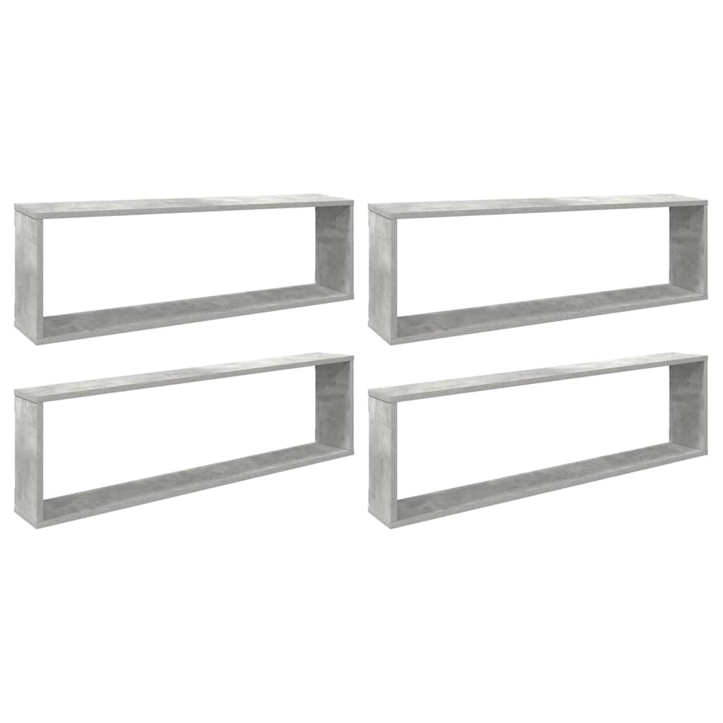 Wall Cube Shelf 4 pcs Concrete Grey 100x15x30 cm Engineered Wood