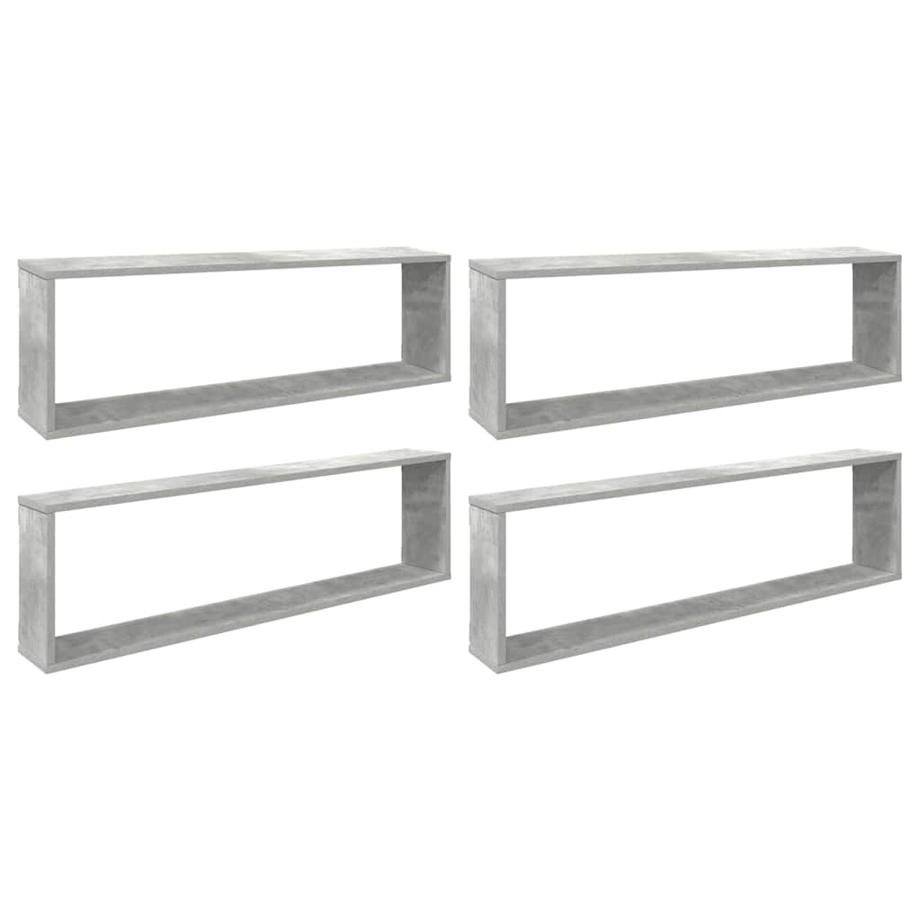 Wall Cube Shelves 4 pcs Concrete Grey 100x15x30 cm