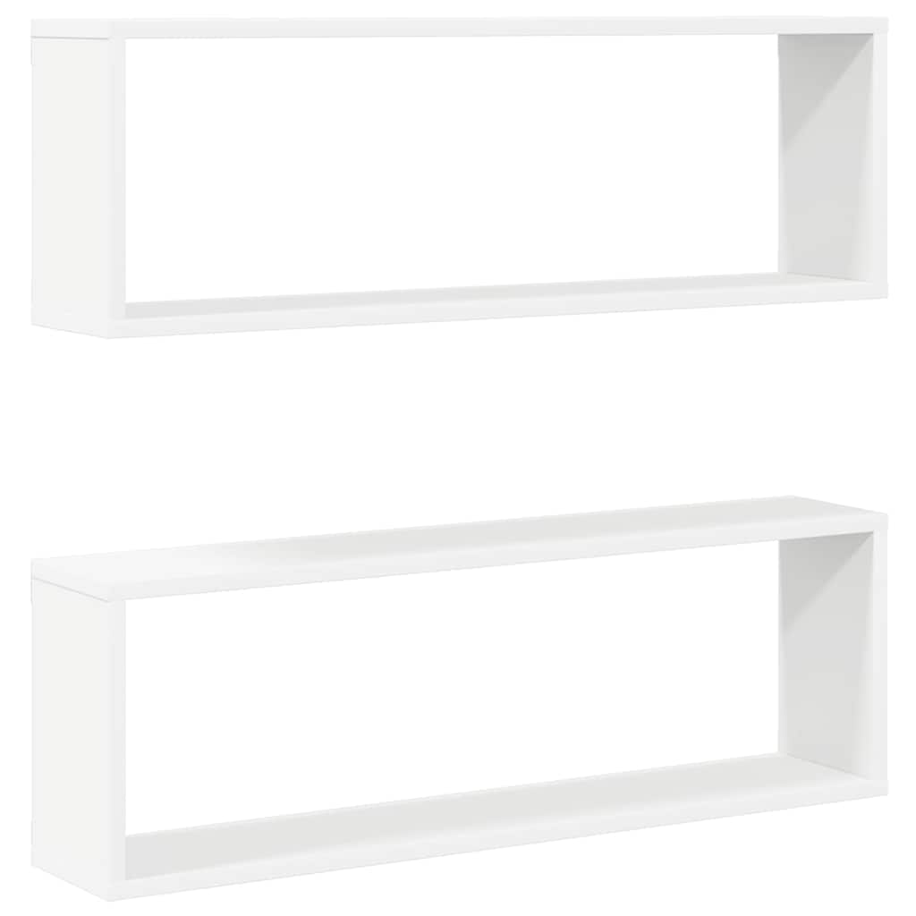 807106 vidaXL Wall Cube Shelves 2 pcs White 80x15x26,5 cm Engineered Wood