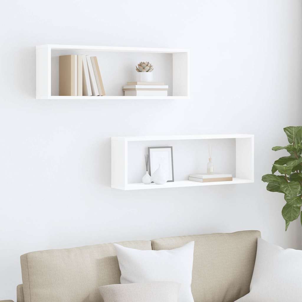 807106 vidaXL Wall Cube Shelves 2 pcs White 80x15x26,5 cm Engineered Wood