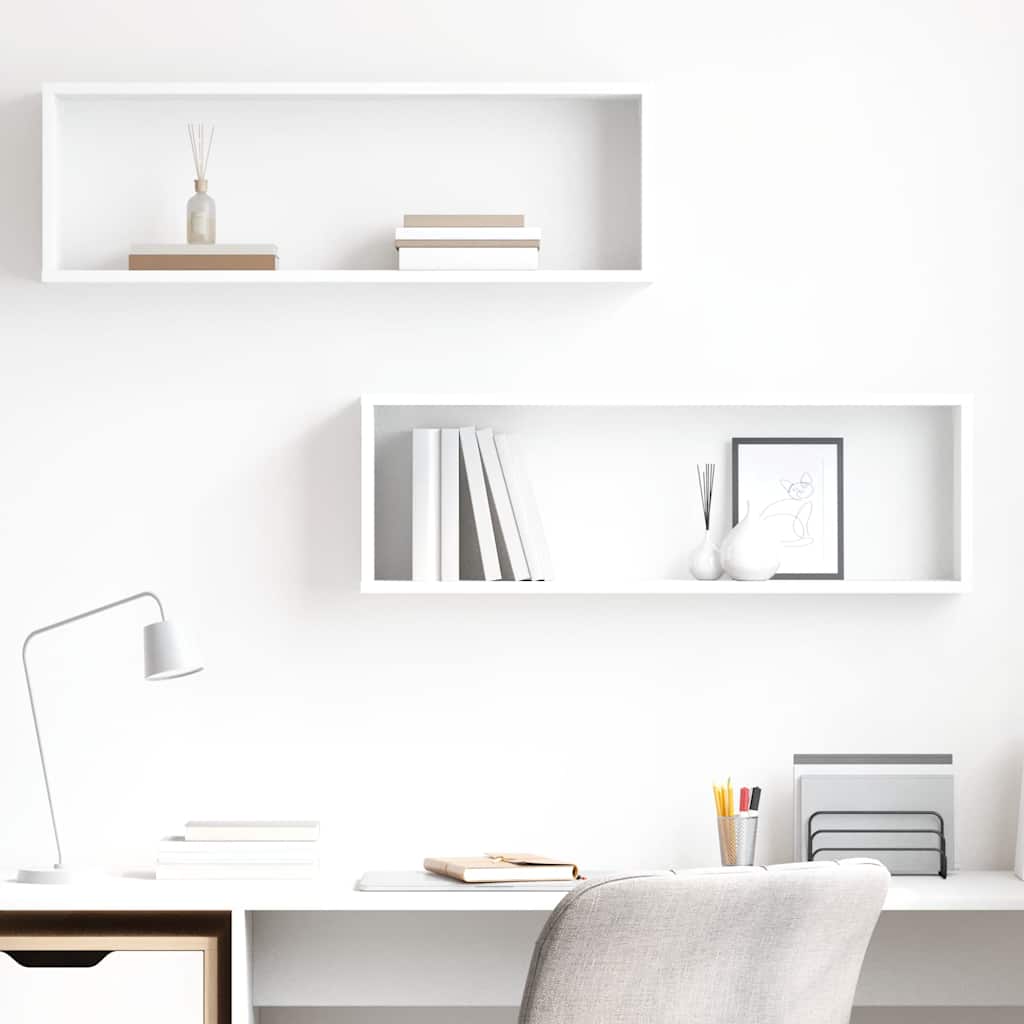 807106 vidaXL Wall Cube Shelves 2 pcs White 80x15x26,5 cm Engineered Wood