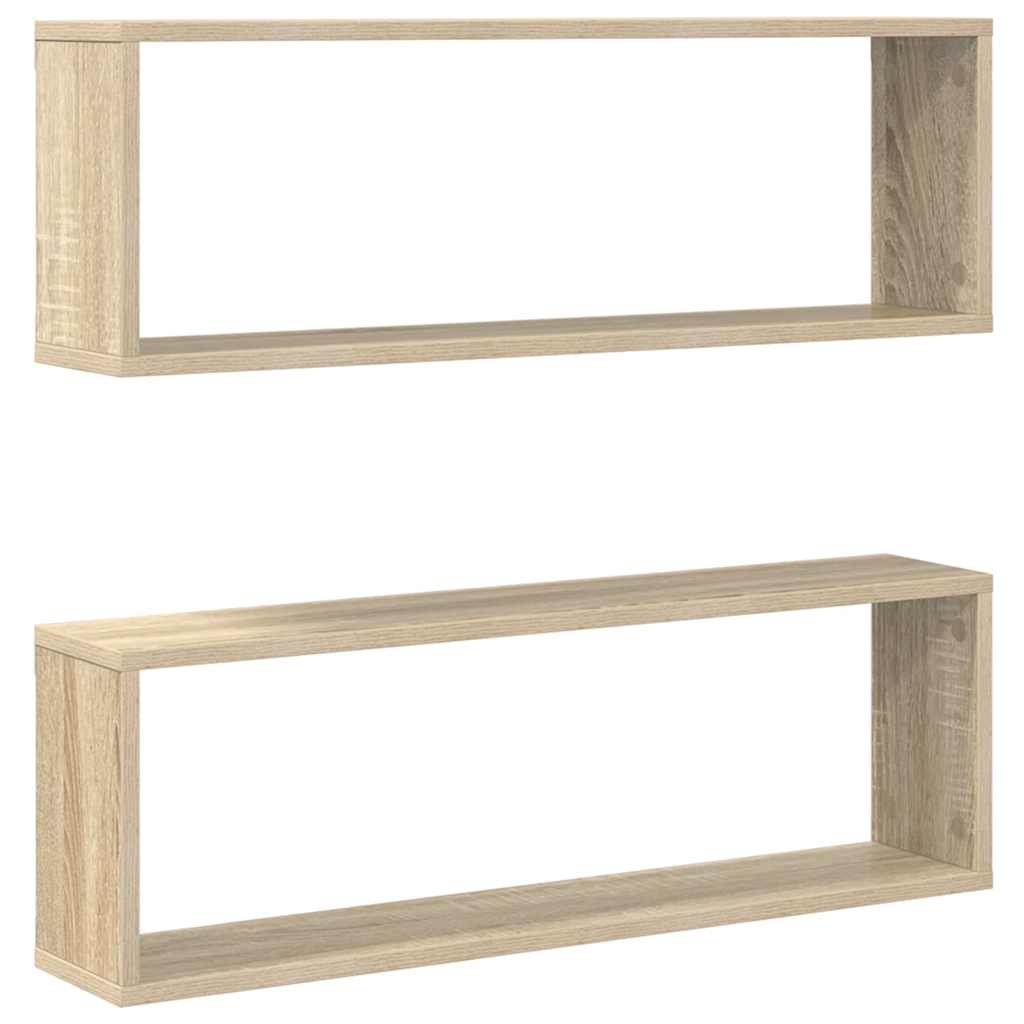 Wall Cube Shelf 2 pcs Sonoma Oak 80x15x26.5 cm Engineered Wood