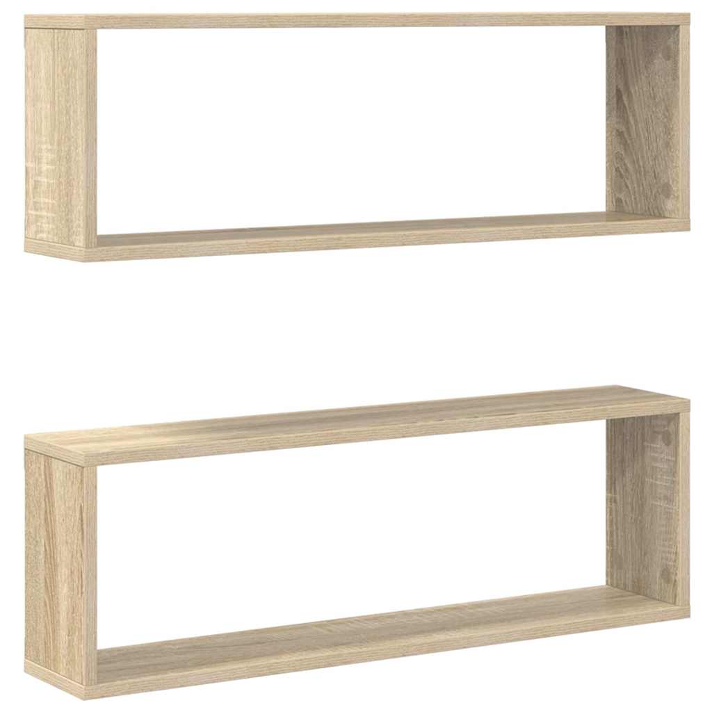807115 vidaXL Wall Cube Shelves 2 pcs Sonoma Oak 80x15x26,5 cm Engineered Wood