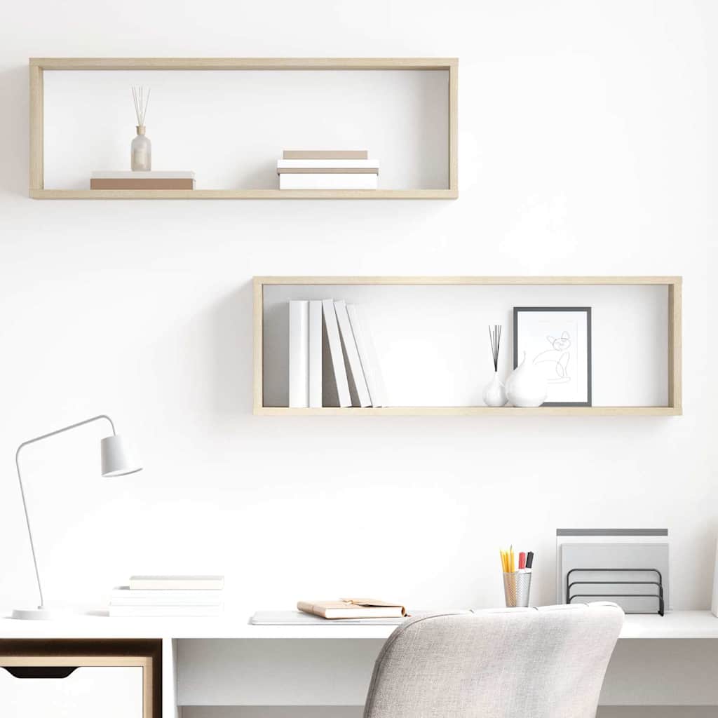 807115 vidaXL Wall Cube Shelves 2 pcs Sonoma Oak 80x15x26,5 cm Engineered Wood