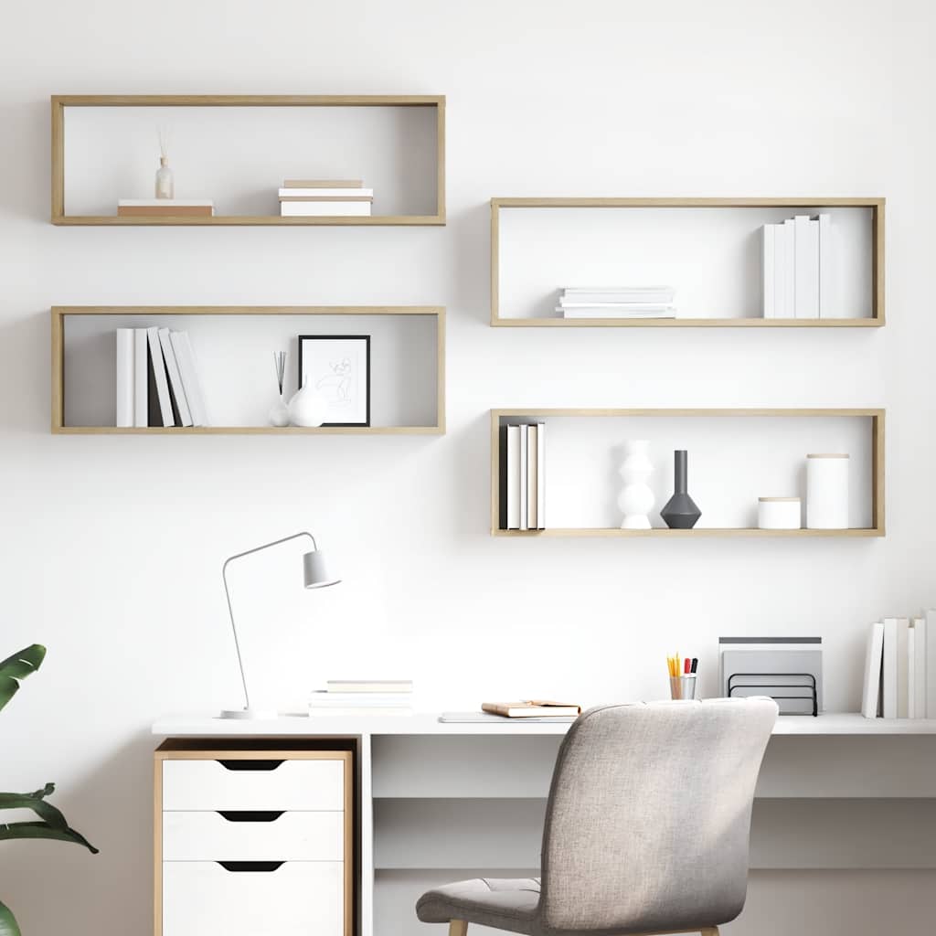 Wall Cube Shelf 4 pcs Sonoma Oak 80x15x26.5 cm Engineered Wood
