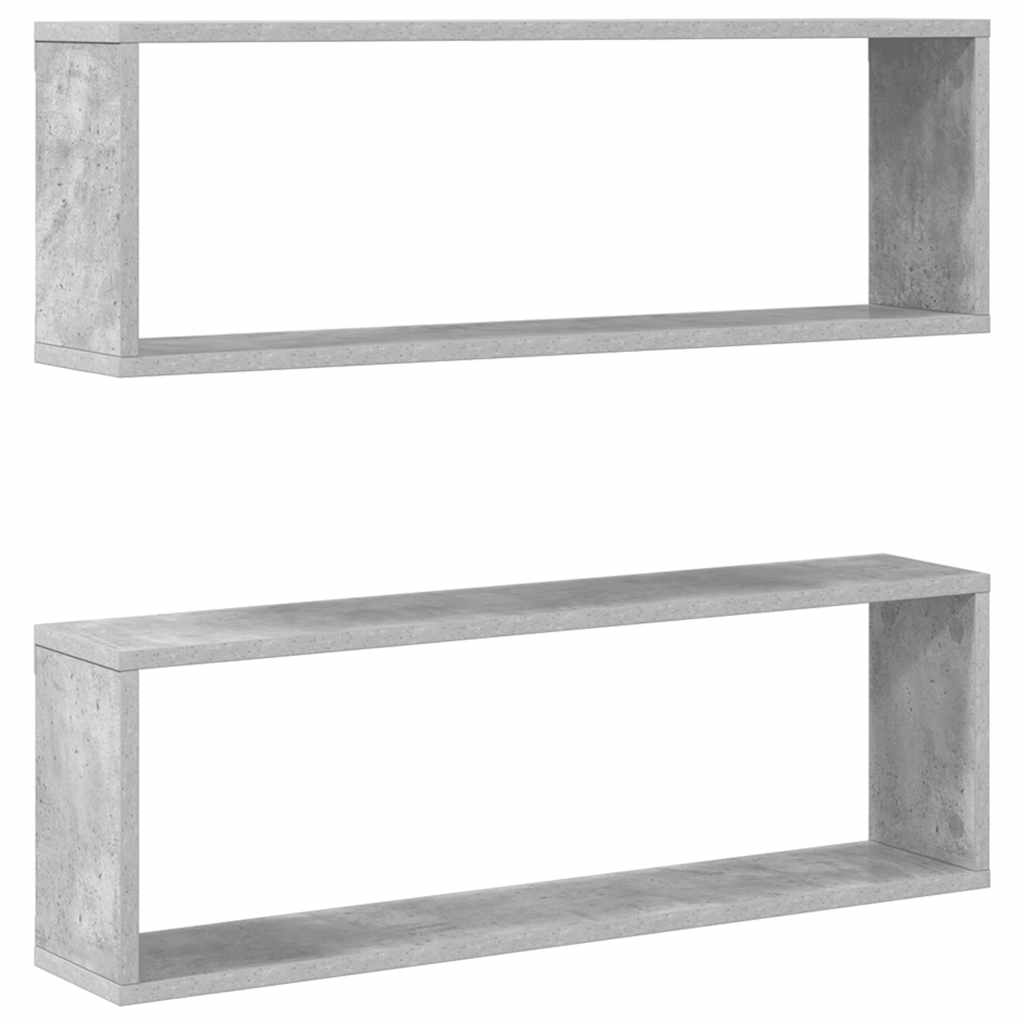 Wall Cube Shelf 2 pcs Concrete Grey 80x15x26.5 cm Engineered Wood