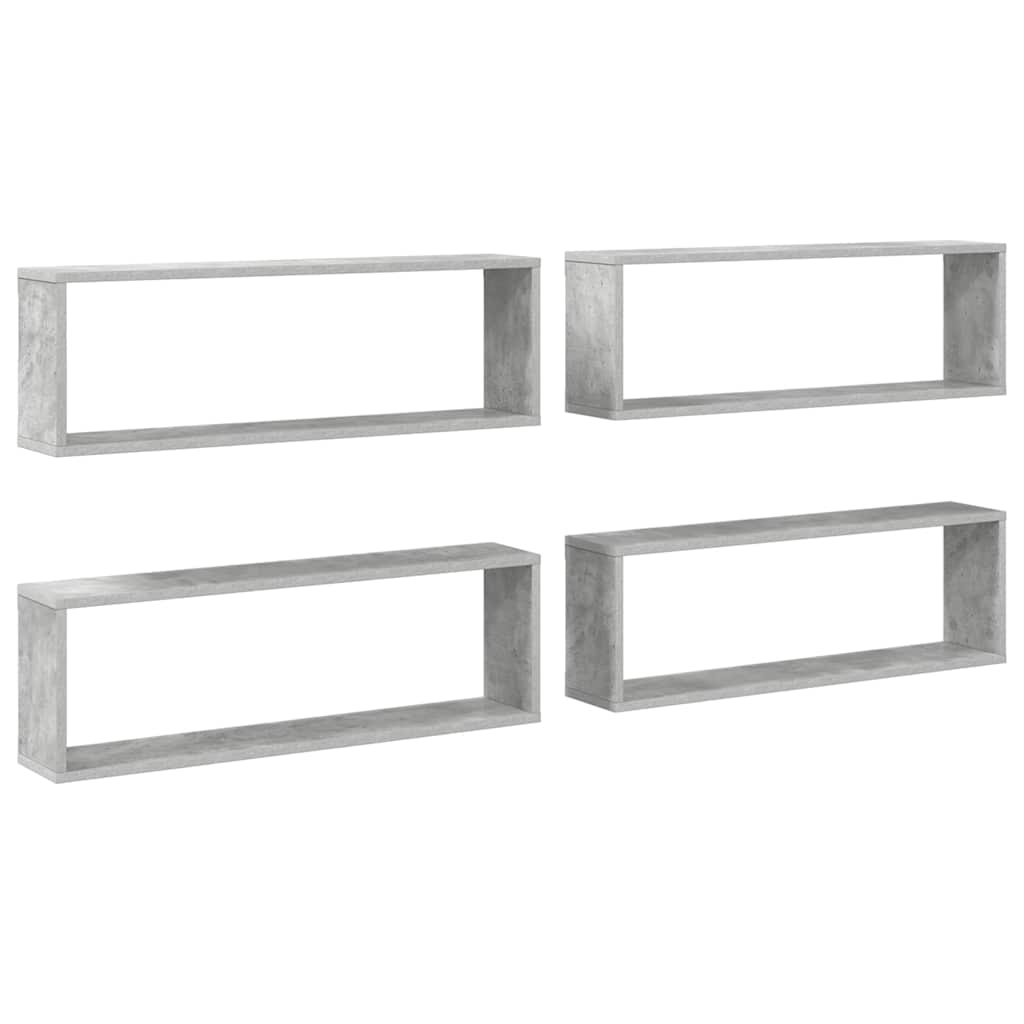 Wall Cube Shelves 4 pcs Concrete Grey 80x15x26.5 cm