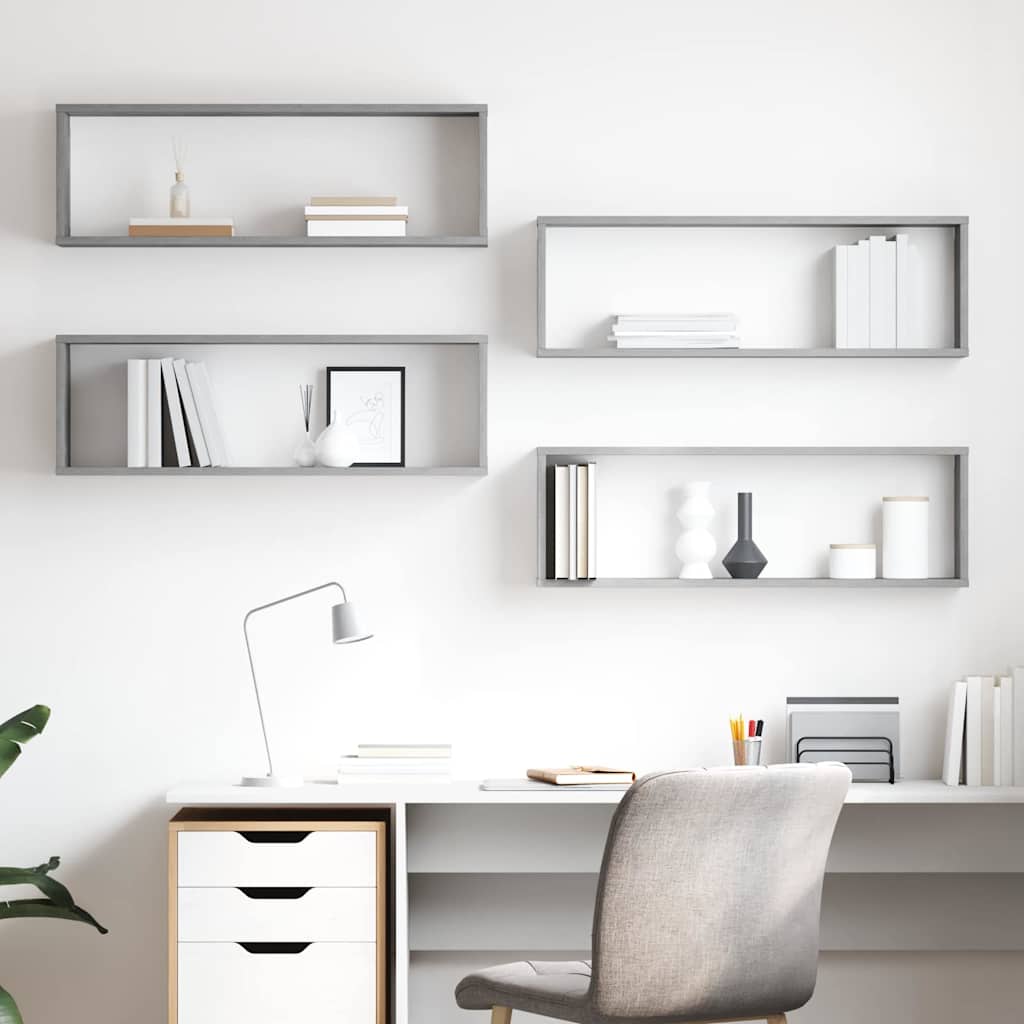 Wall Cube Shelves 4 pcs Concrete Grey 80x15x26.5 cm