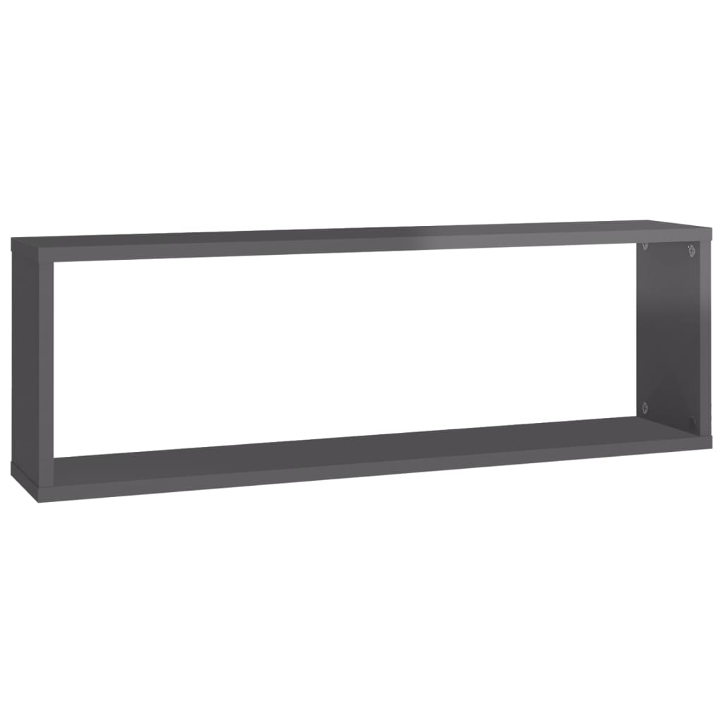 vidaXL Wall Cube Shelf 4 pcs High Gloss Grey 80x15x26.5 cm Engineered Wood