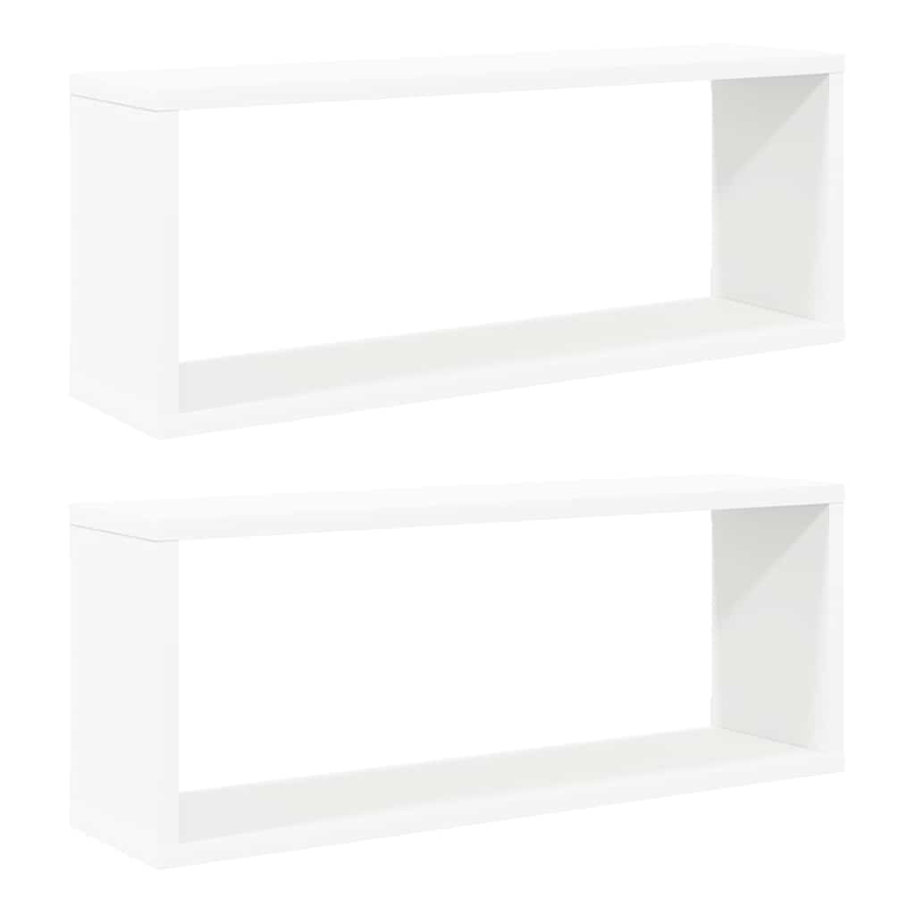 807133 vidaXL Wall Cube Shelves 2 pcs White 60x15x23 cm Engineered Wood