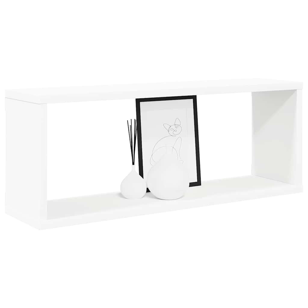 807133 vidaXL Wall Cube Shelves 2 pcs White 60x15x23 cm Engineered Wood