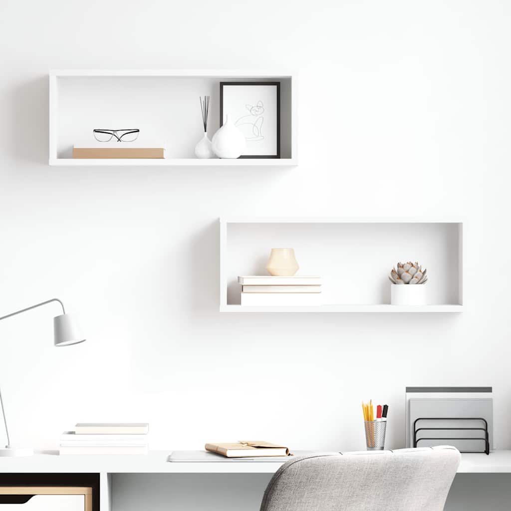 Wall Cube Shelf 2 pcs White 60x15x23 cm Engineered Wood