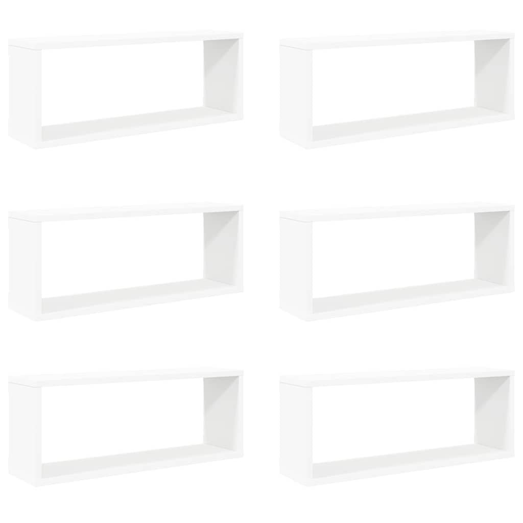 807135 vidaXL Wall Cube Shelves 6 pcs White 60x15x23 cm Engineered Wood