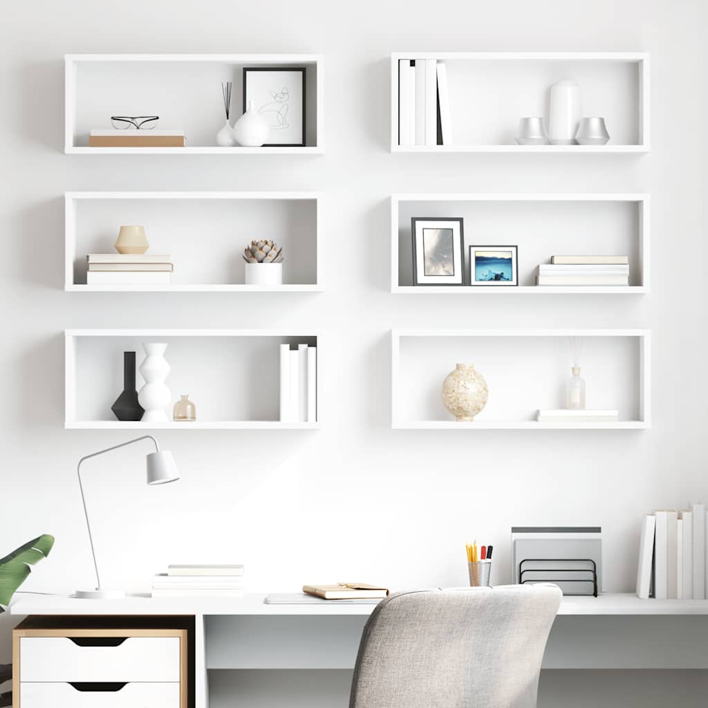 Wall Cube Shelf 6 pcs White 60x15x23 cm Engineered Wood