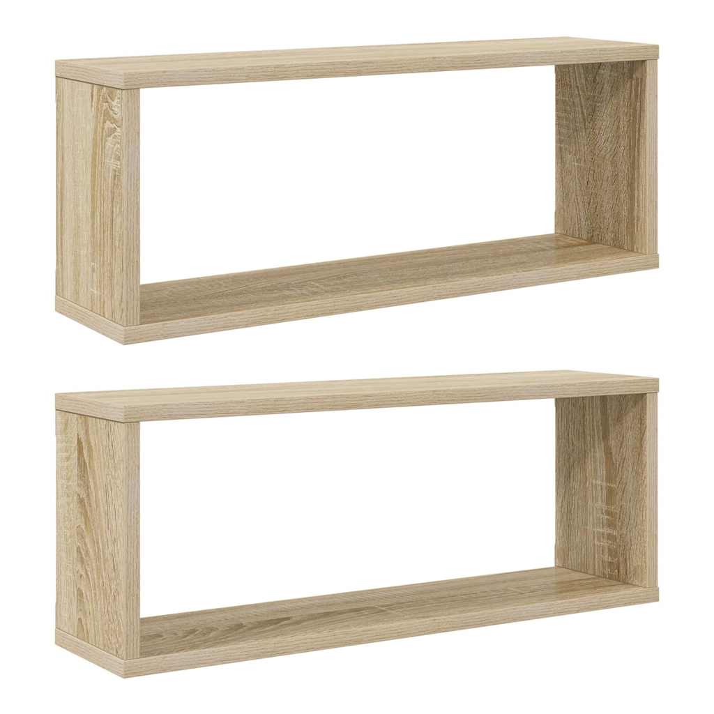 Wall Cube Shelf 2 pcs Sonoma Oak 60x15x23 cm Engineered Wood