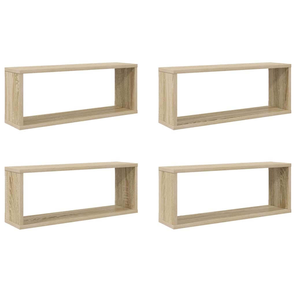 807143 vidaXL Wall Cube Shelves 4 pcs Sonoma Oak 60x15x23 cm Engineered Wood