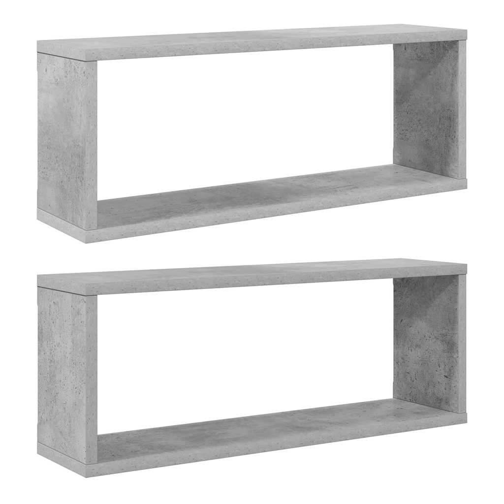 Wall Cube Shelf 2 pcs Concrete Grey 60x15x23 cm Engineered Wood