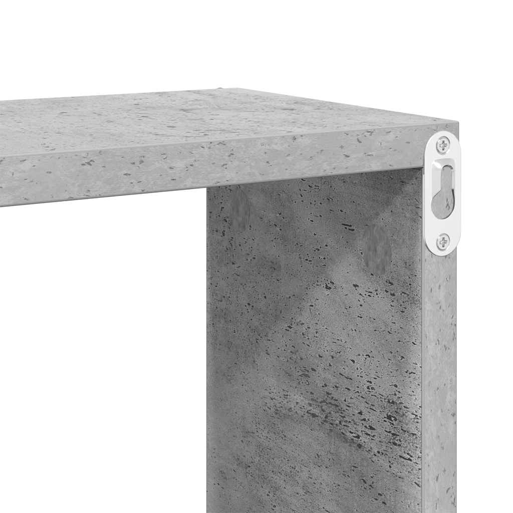 Wall Cube Shelf 2 pcs Concrete Grey 60x15x23 cm Engineered Wood