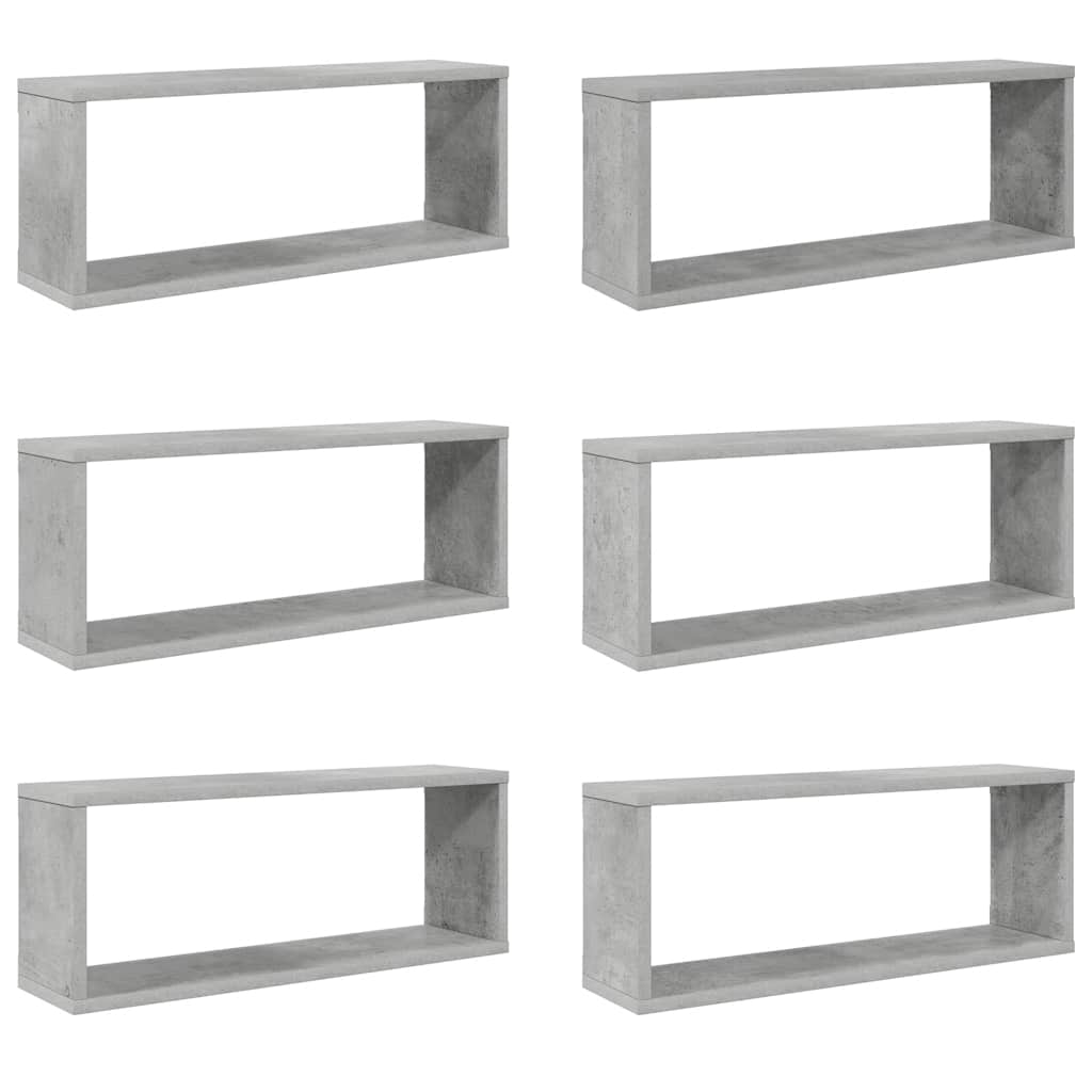Wall Cube Shelf 6 pcs Concrete Grey 60x15x23 cm Engineered Wood