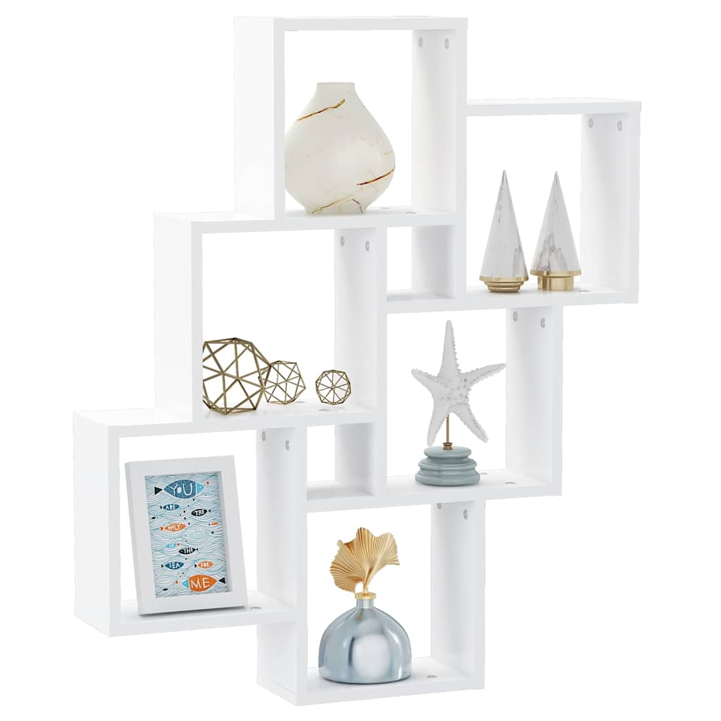 807169 vidaXL Wall Cube Shelf White 78x15x93 cm Engineered Wood