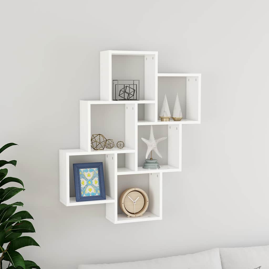 807169 vidaXL Wall Cube Shelf White 78x15x93 cm Engineered Wood