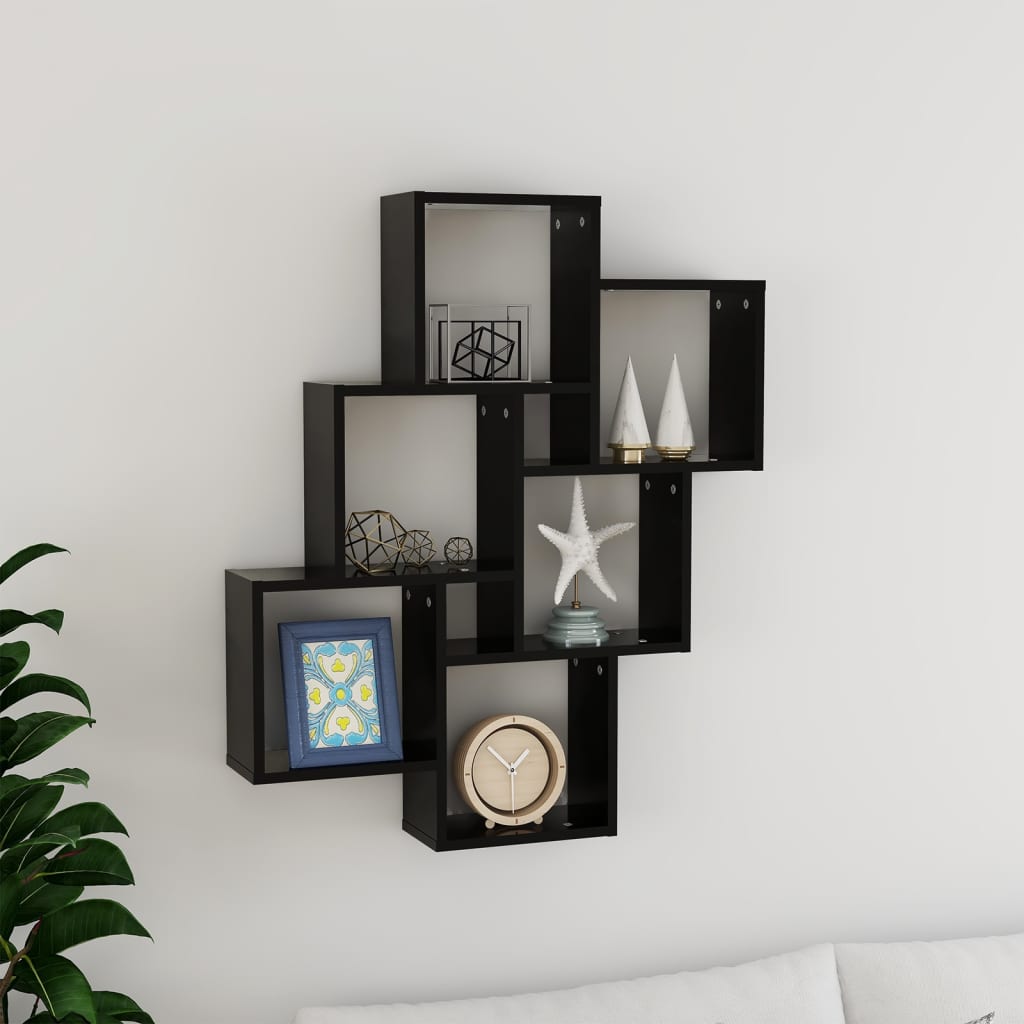 Wall Shelf | Black | Engineered Wood | Medium | Wall Shelf | Cubic