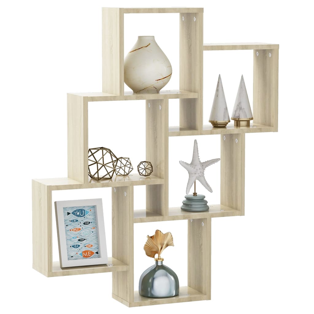 Wall Cube Shelf Sonoma Oak 78x15x93 cm Engineered Wood
