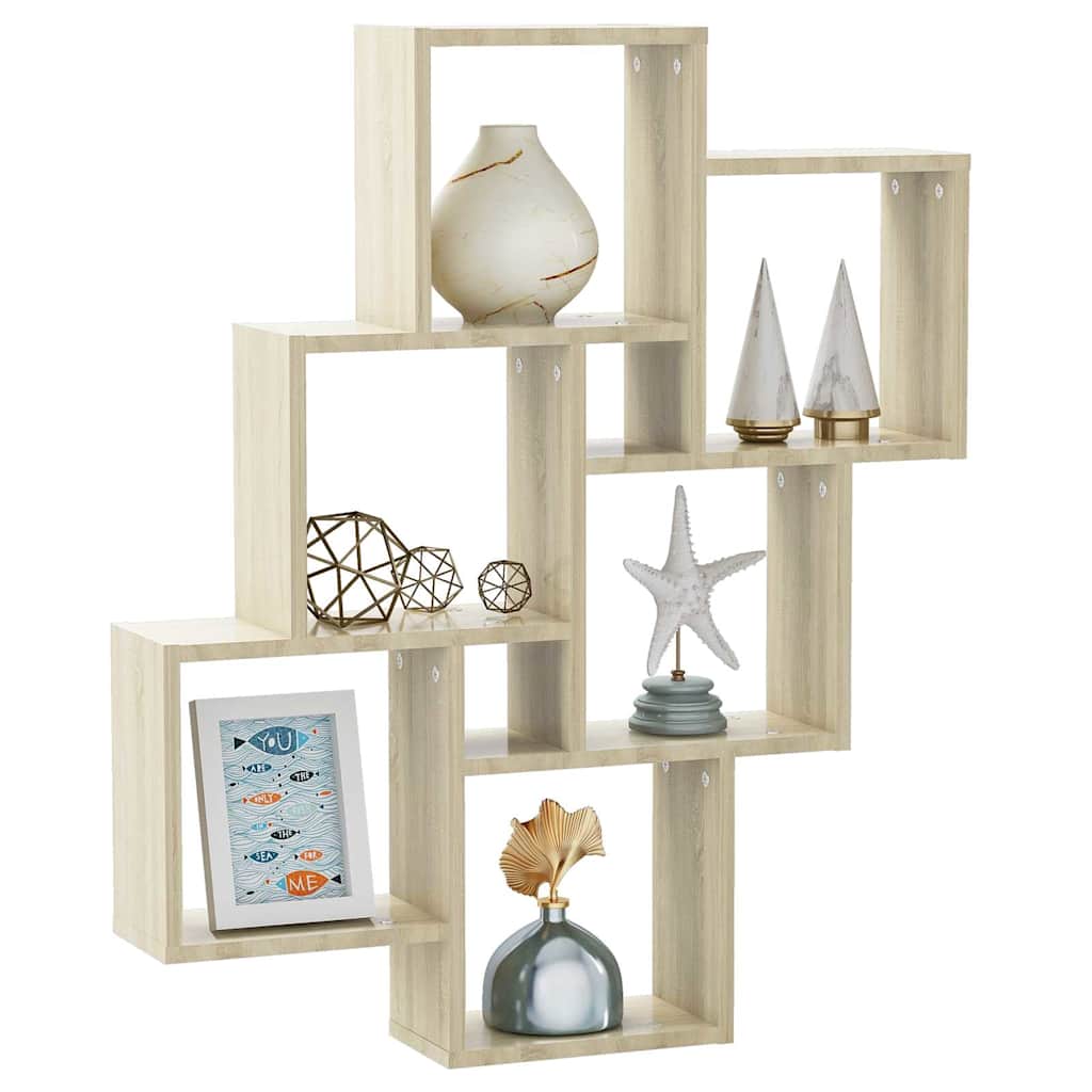 807172 vidaXL Wall Cube Shelf Sonoma Oak 78x15x93 cm Engineered Wood
