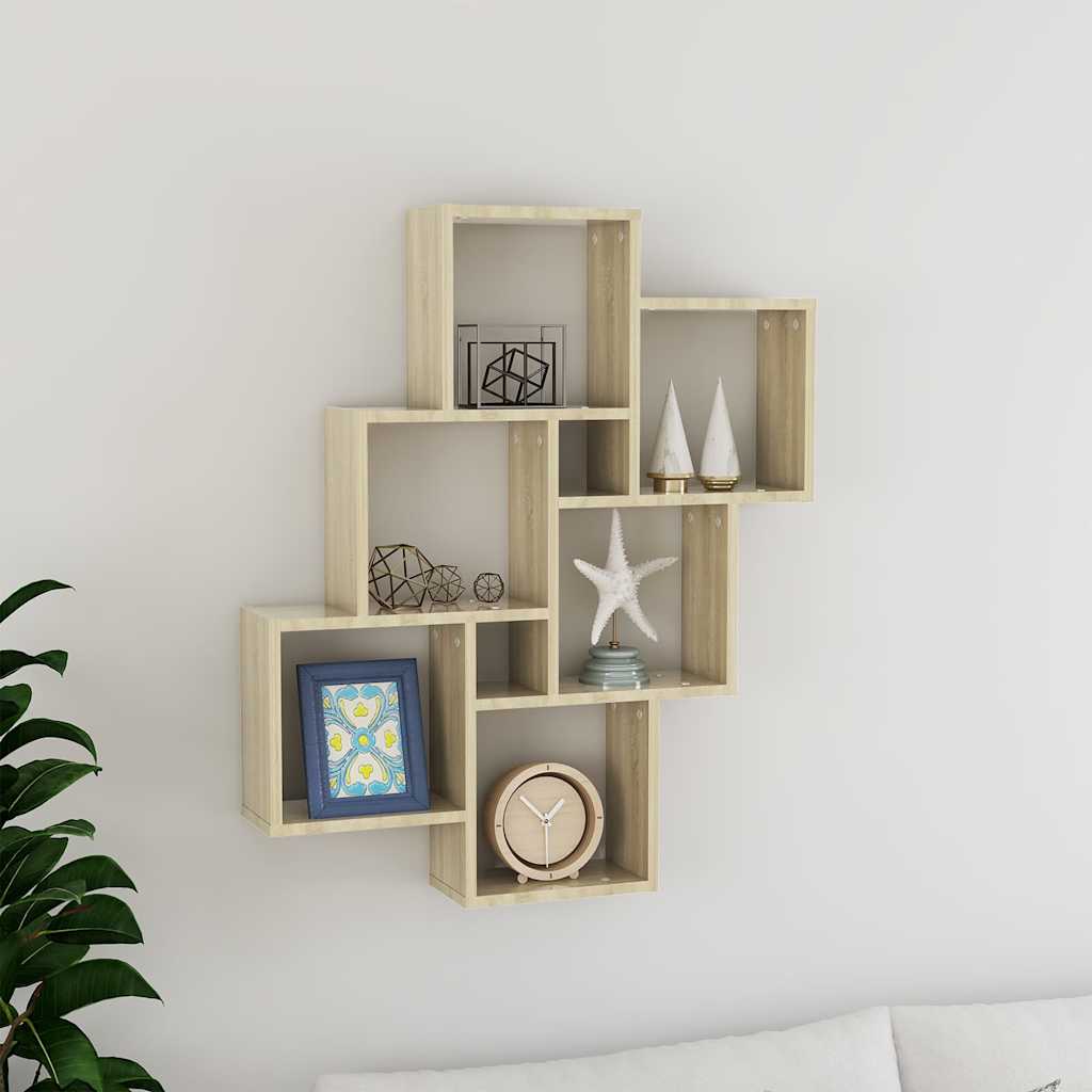807172 vidaXL Wall Cube Shelf Sonoma Oak 78x15x93 cm Engineered Wood