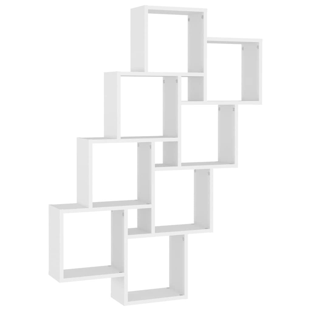 807178 vidaXL Wall Cube Shelf White 90x15x119 cm Engineered Wood