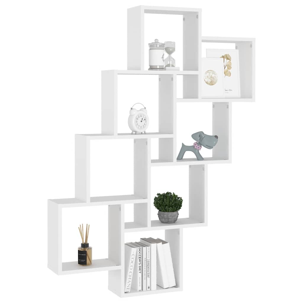 Wall Cube Shelf White 90x15x119 cm Engineered Wood