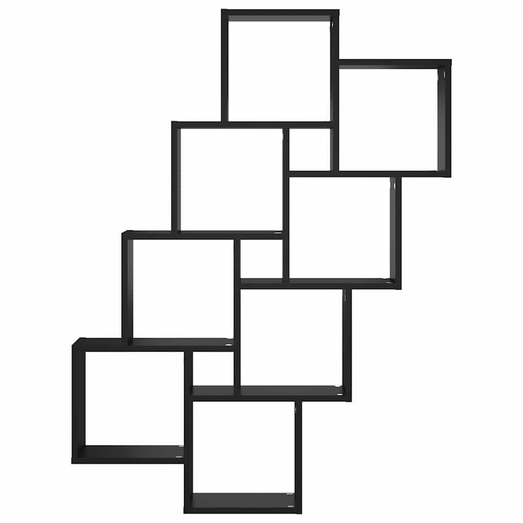 807179 vidaXL Wall Cube Shelf Black 90x15x119 cm Engineered Wood