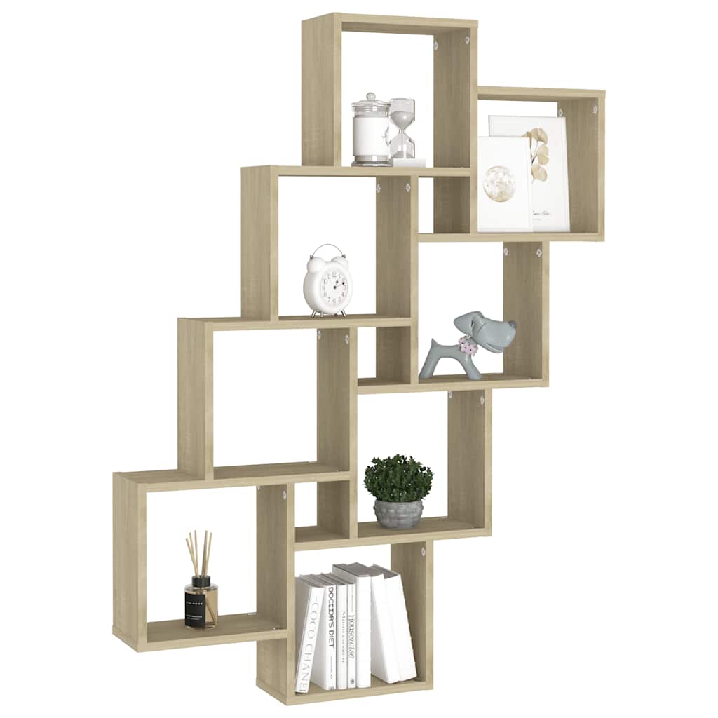 Wall Cube Shelf Sonoma Oak 90x15x119 cm Engineered Wood